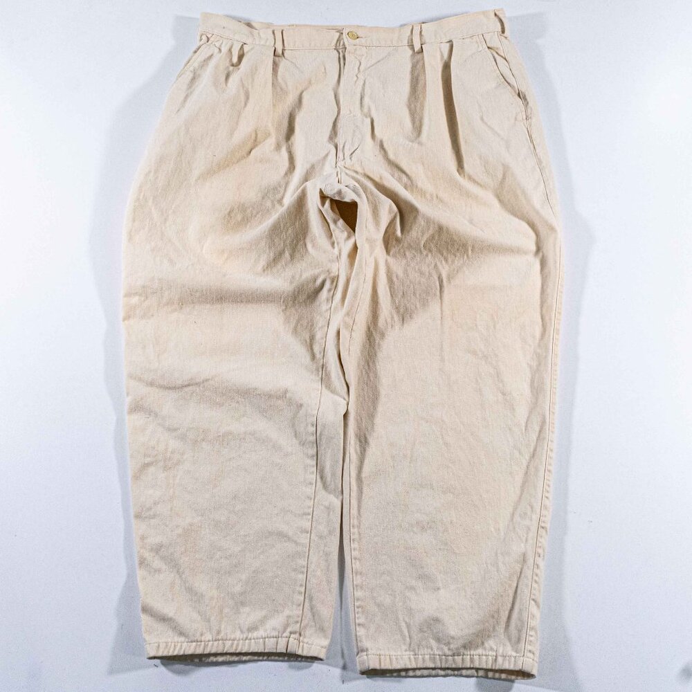 VTG 90s Polo Ralph Lauren Chino Pants 40x27 Made in USA Distressed Beige